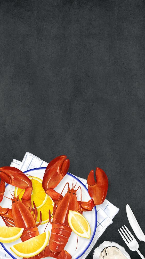 Lobster boil iPhone wallpaper, seafood digital painting