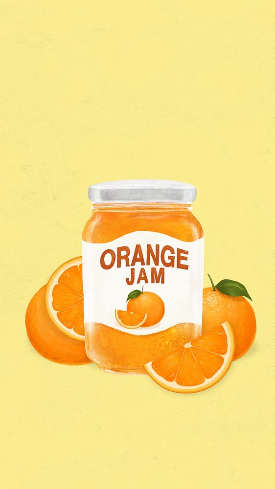 Orange jam iPhone wallpaper, bread spread digital painting