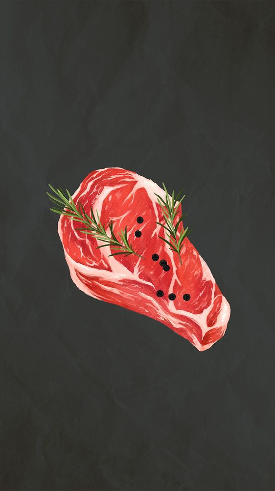 Beef steak iPhone wallpaper, food illustration