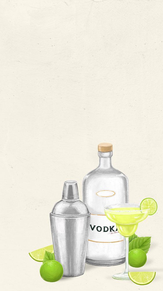 Vodka cocktail iPhone wallpaper, alcoholic drinks illustration