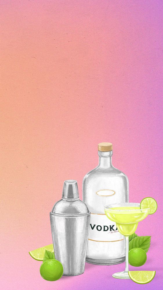 Vodka cocktail iPhone wallpaper, alcoholic drinks illustration