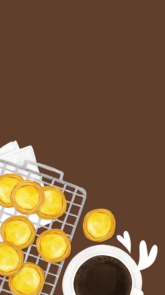 Homemade egg tarts iPhone wallpaper, baking illustration