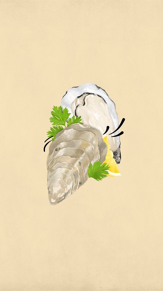 Fresh oyster iPhone wallpaper, seafood illustration