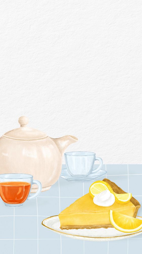 Lemon cheesecake iPhone wallpaper, dessert illustration