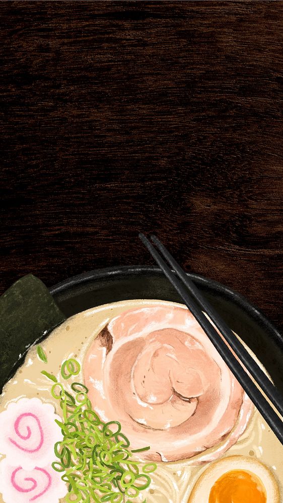 Ramen noodle iPhone wallpaper, Japanese food illustration