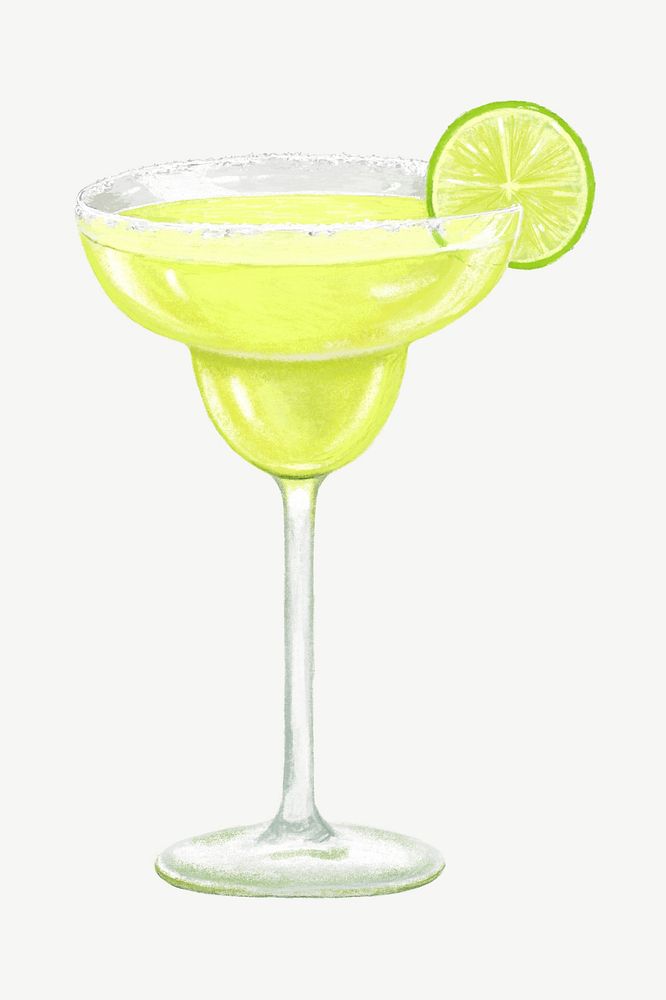 Margarita cocktail, alcoholic drinks collage element psd 