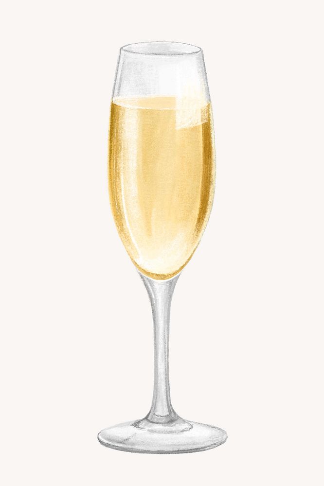 Glass of champagne, alcoholic drinks illustration