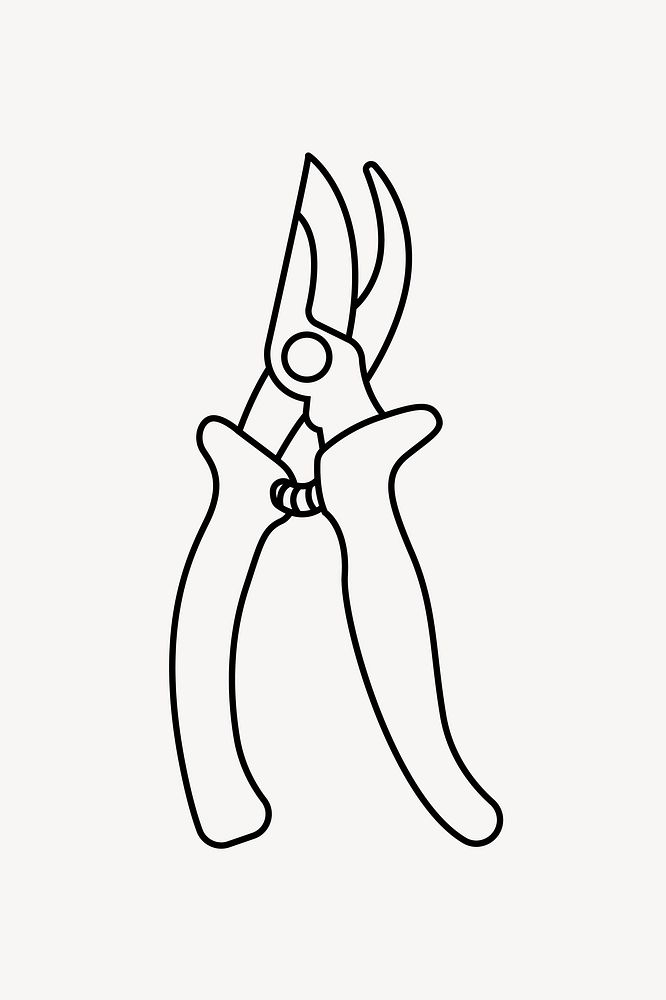 Pruning shears  line art collage element