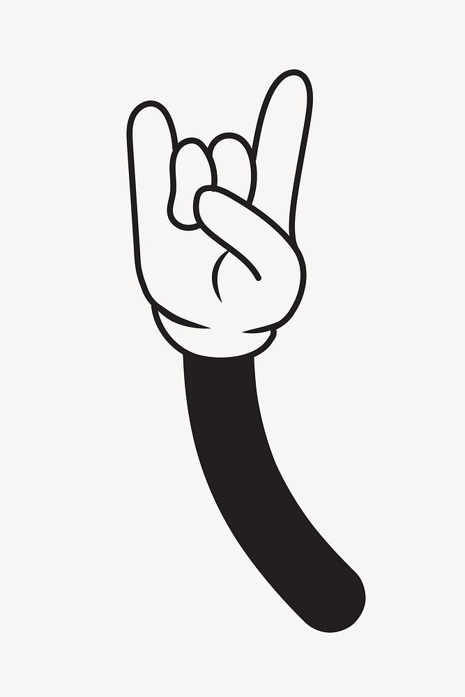 Cartoon rock hand, gesture line art illustration vector