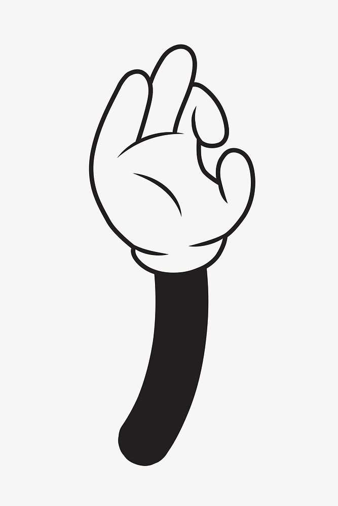 Cartoon ok hand, gesture line art illustration