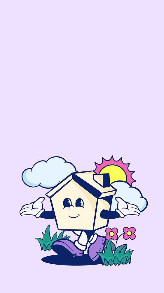 Retro house cartoon iPhone wallpaper