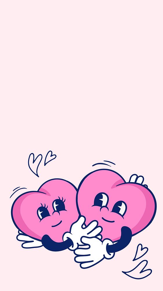 Love hearts cartoon  iPhone wallpaper