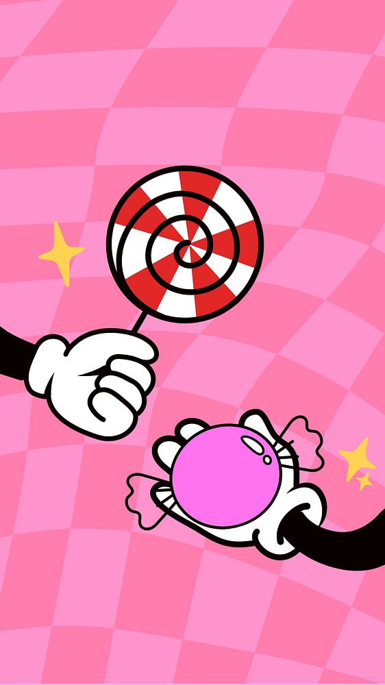 Funky candy lollipop iPhone wallpaper, cartoon illustration