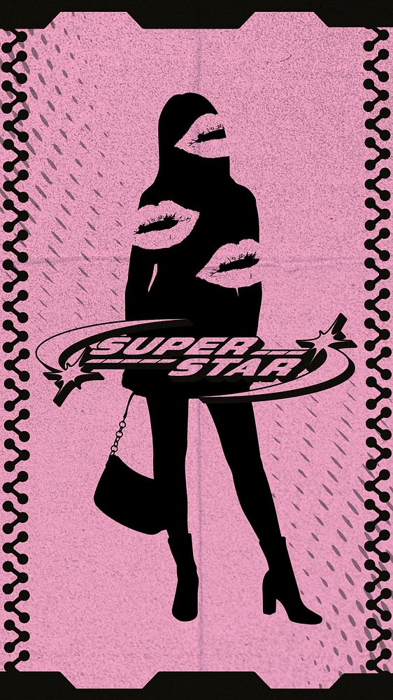 Pink super star iPhone wallpaper,  y2K women's fashion aesthetic