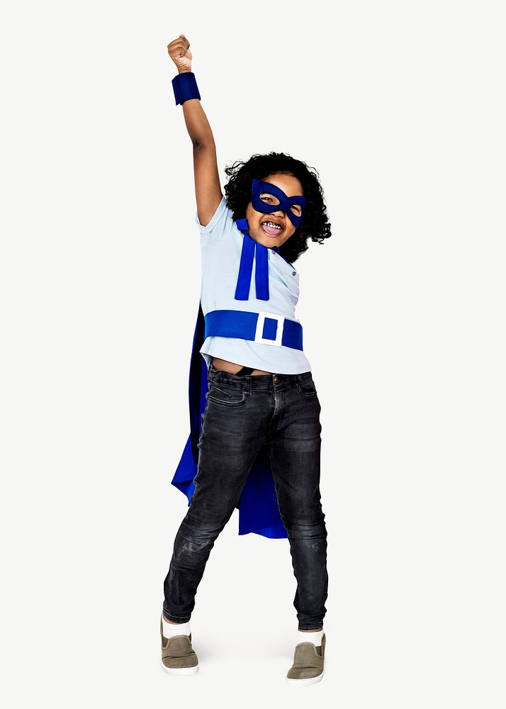 Black child superhero costume psd