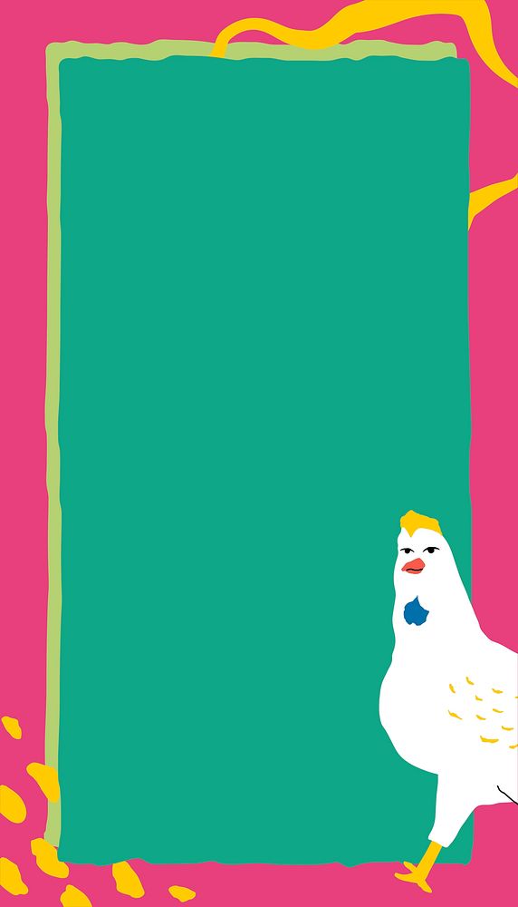 Colorful doodle chicken phone wallpaper