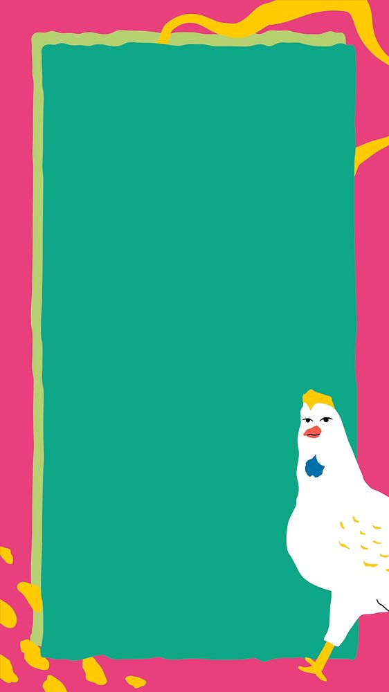 Green doodle chicken iPhone wallpaper