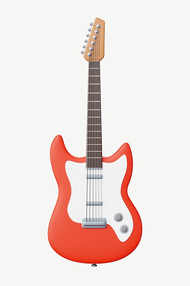 3D electric guitar, collage element psd