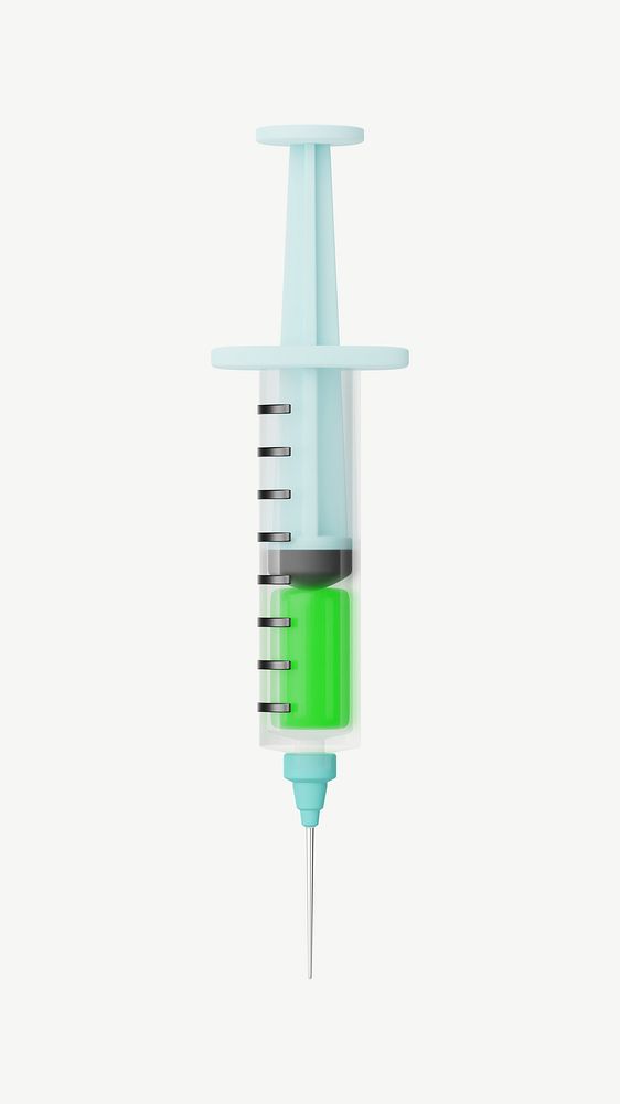 3D hypodermic needle, collage element psd