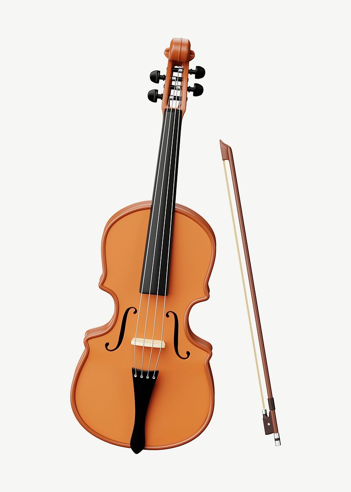 3D violin, collage element psd