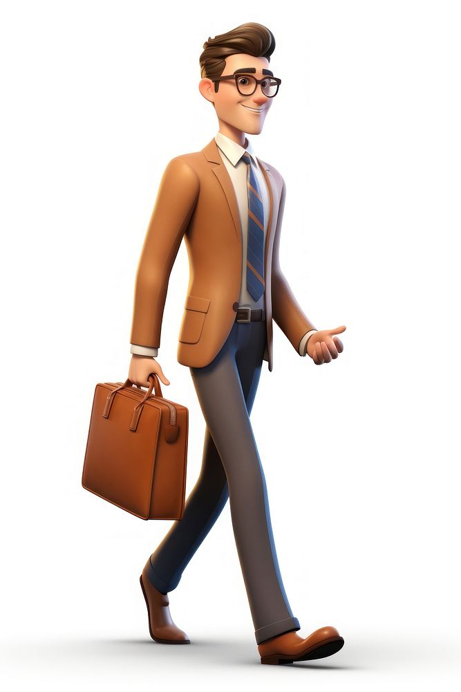 Walking briefcase cartoon adult. 