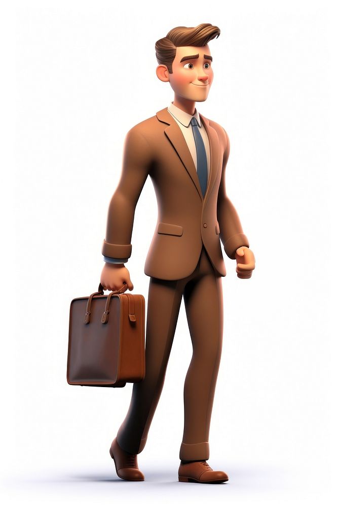 Briefcase walking cartoon adult. AI generated Image by rawpixel.