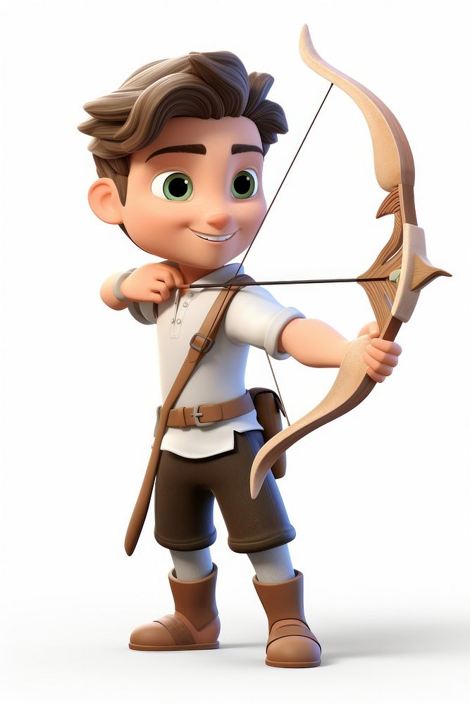 Archery cartoon cute white background. AI generated Image by rawpixel.