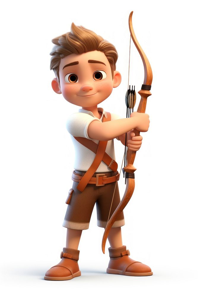 Sports archery cartoon white background. AI generated Image by rawpixel.