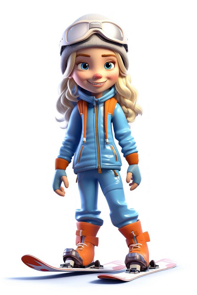 Cartoon skiing doll cute. AI generated Image by rawpixel.