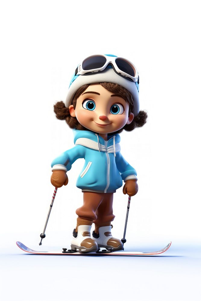 Skiing cartoon sports cute. AI generated Image by rawpixel.