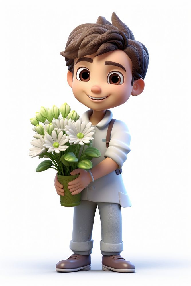 Cartoon flower plant white. AI generated Image by rawpixel.