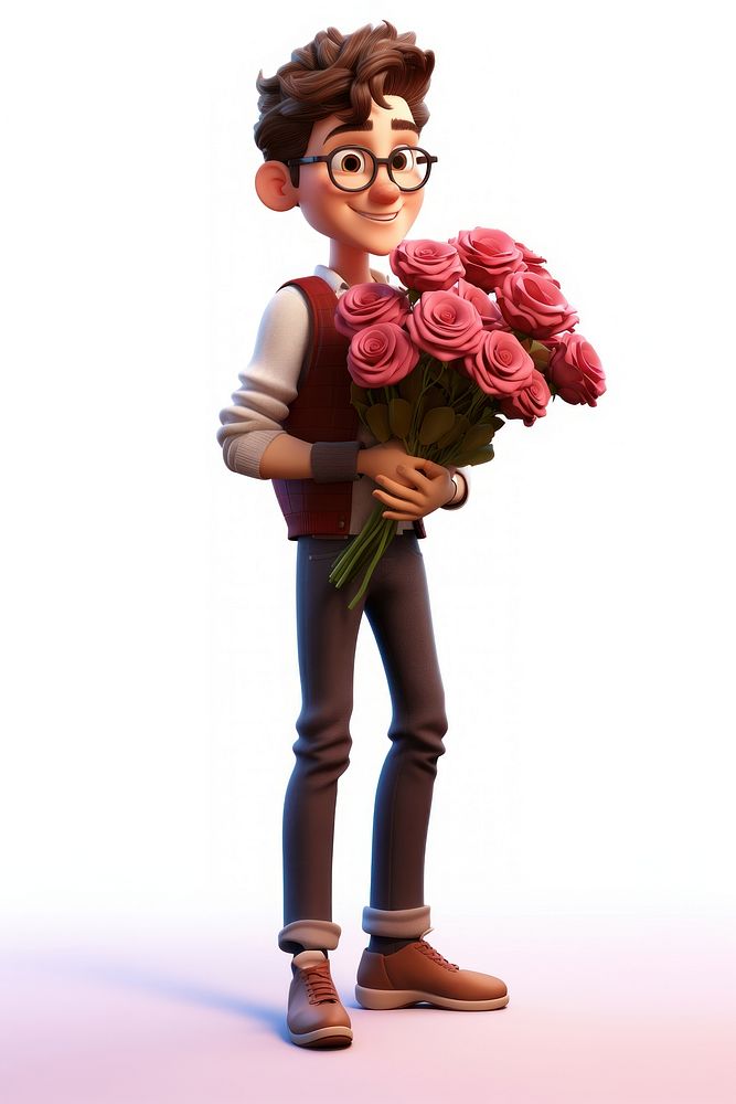 Cartoon flower rose plant. AI generated Image by rawpixel.