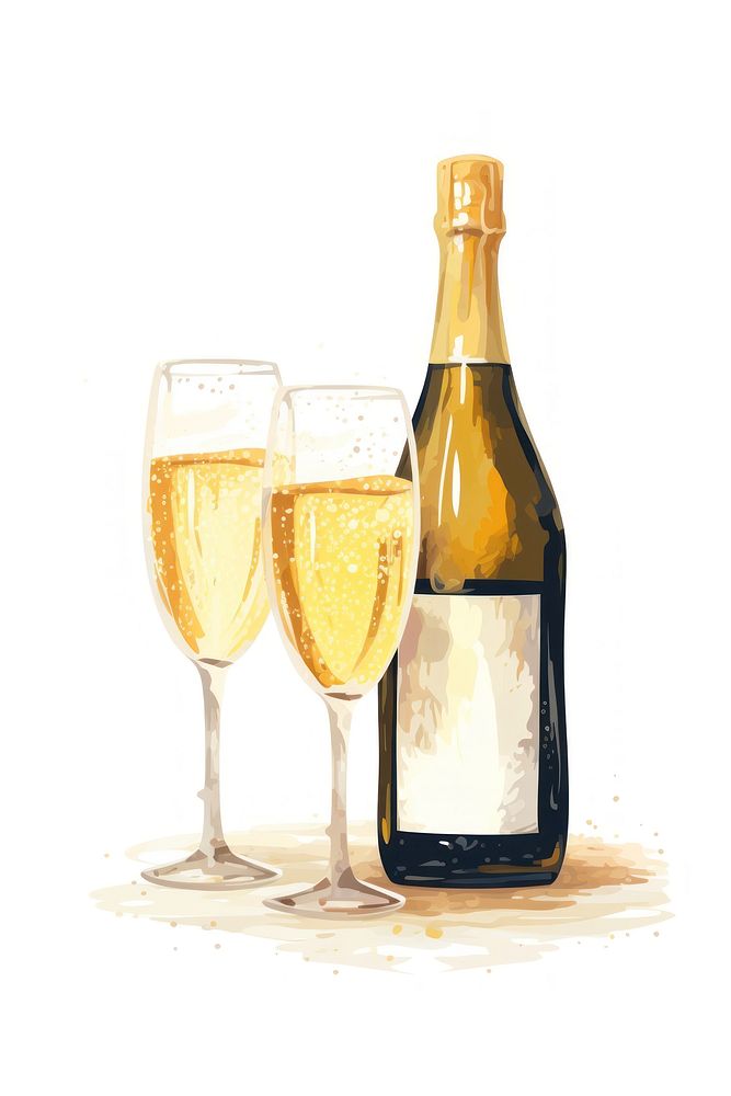 Champagne bottle glass drink. AI generated Image by rawpixel.