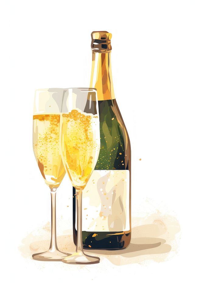 Champagne bottle glass drink. AI generated Image by rawpixel.