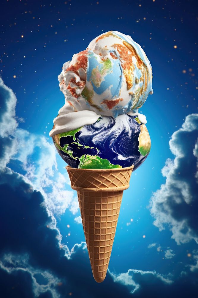 Planet cream cone ice cream. AI generated Image by rawpixel.