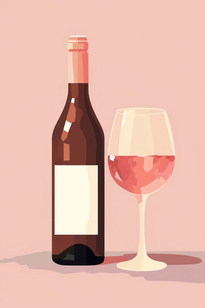 Bottle glass wine drink. AI generated Image by rawpixel.