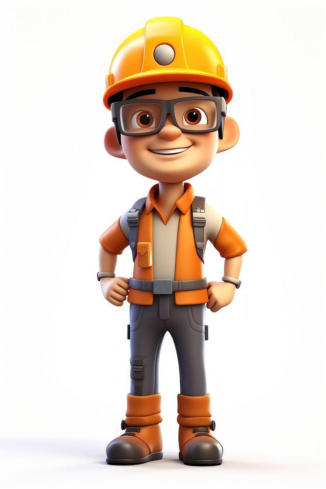 Cartoon hardhat helmet construction worker. AI generated Image by rawpixel.
