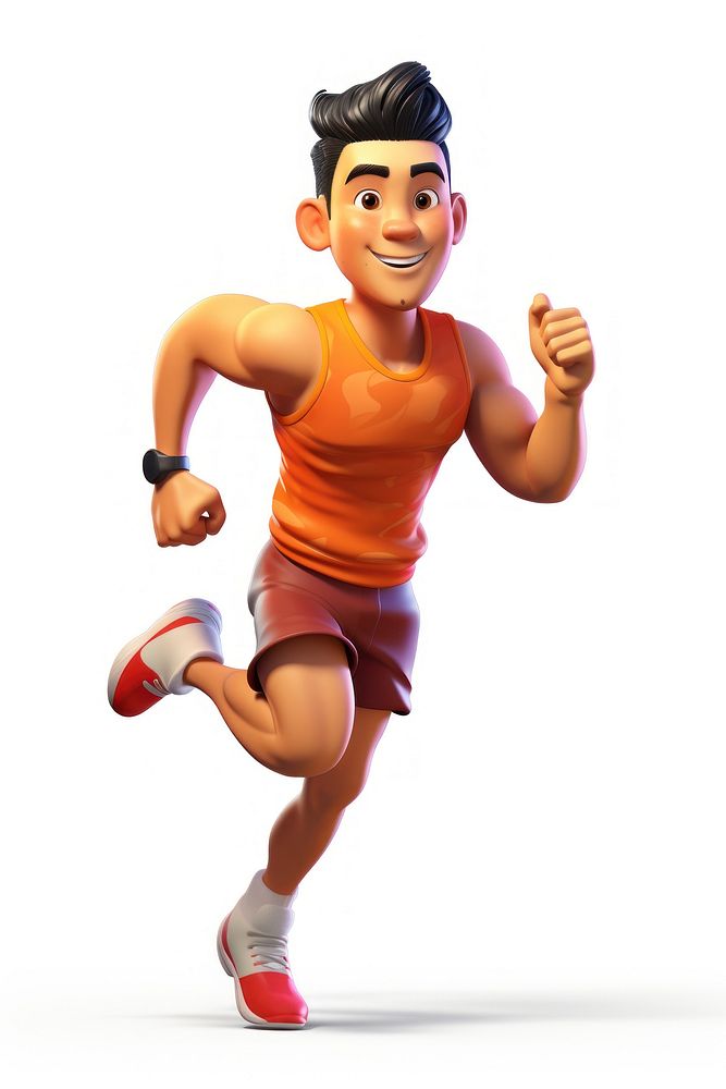 Running cartoon male white background. AI generated Image by rawpixel.
