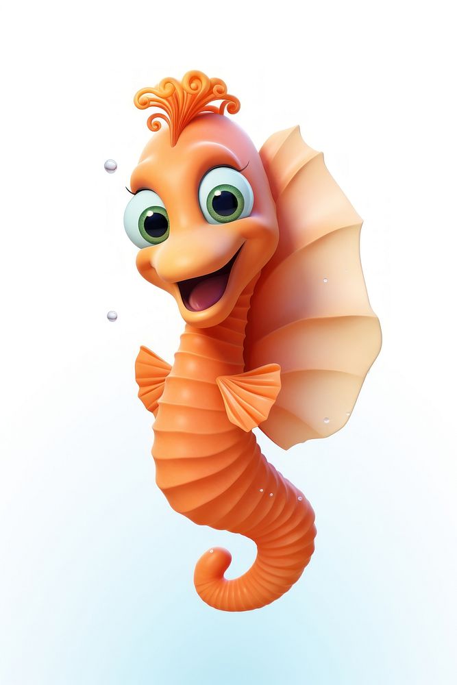 Seahorse smiling cartoon animal. AI generated Image by rawpixel.