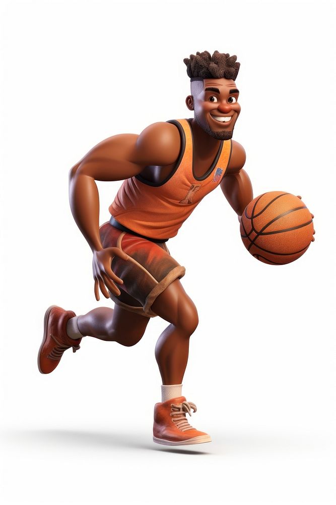 Afican man basketball cartoon sports. AI generated Image by rawpixel.