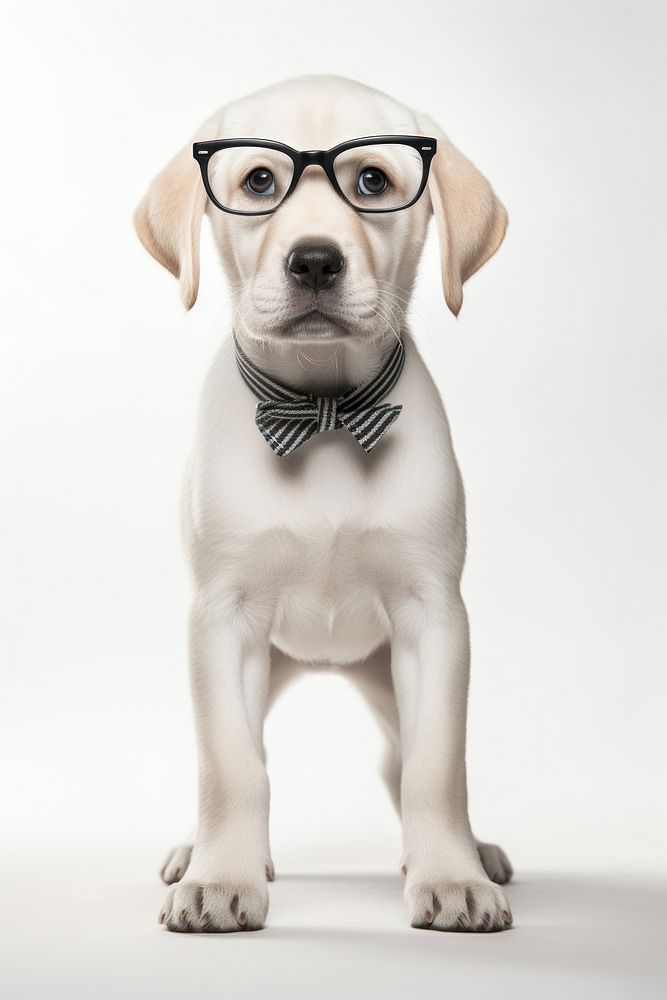 Glasses animal mammal puppy. 