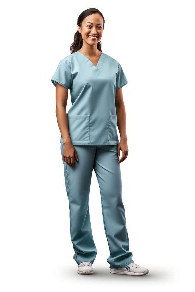 Smiling adult nurse white background. AI generated Image by rawpixel.