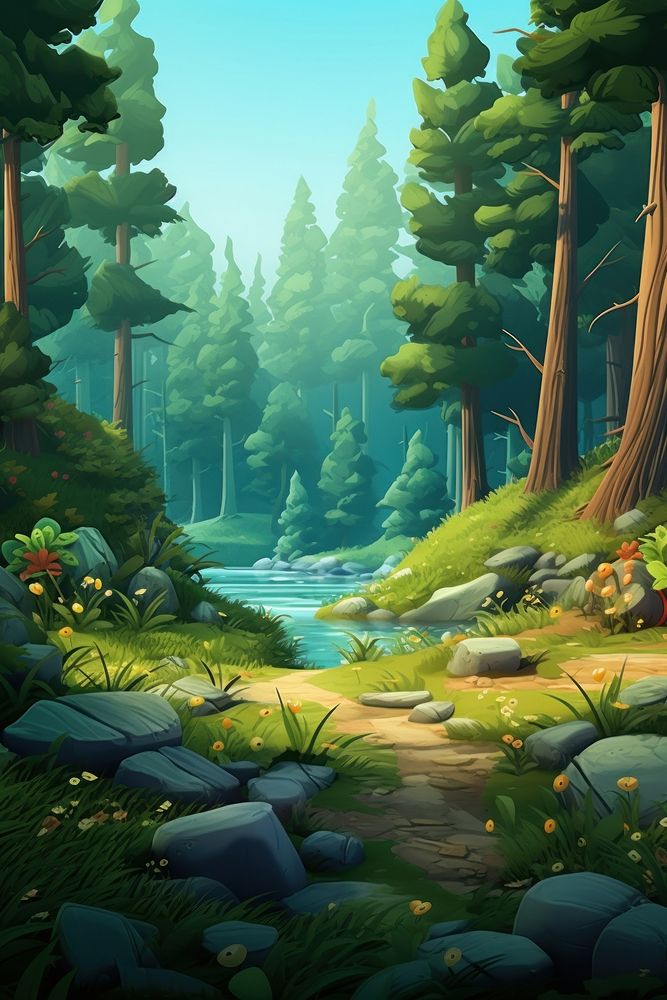 Forest landscape outdoors woodland. AI generated Image by rawpixel.