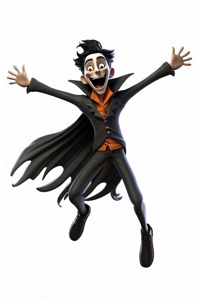 Costume jumping smiling cartoon. 