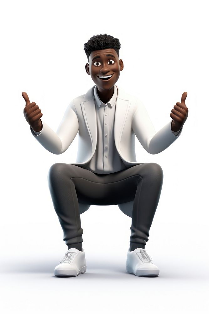 Sitting cartoon white background portrait. AI generated Image by rawpixel.