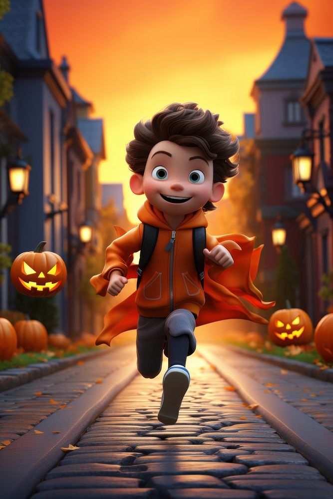 Halloween smiling cartoon anthropomorphic. AI generated Image by rawpixel.