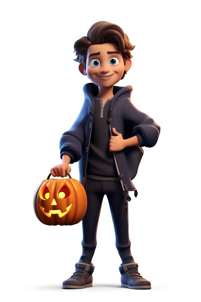 Halloween cartoon white background anthropomorphic. AI generated Image by rawpixel.
