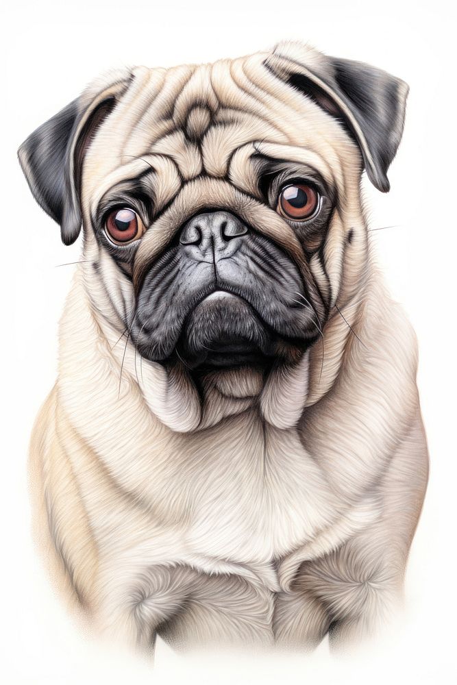 Pug dog drawing animal. AI generated Image by rawpixel.