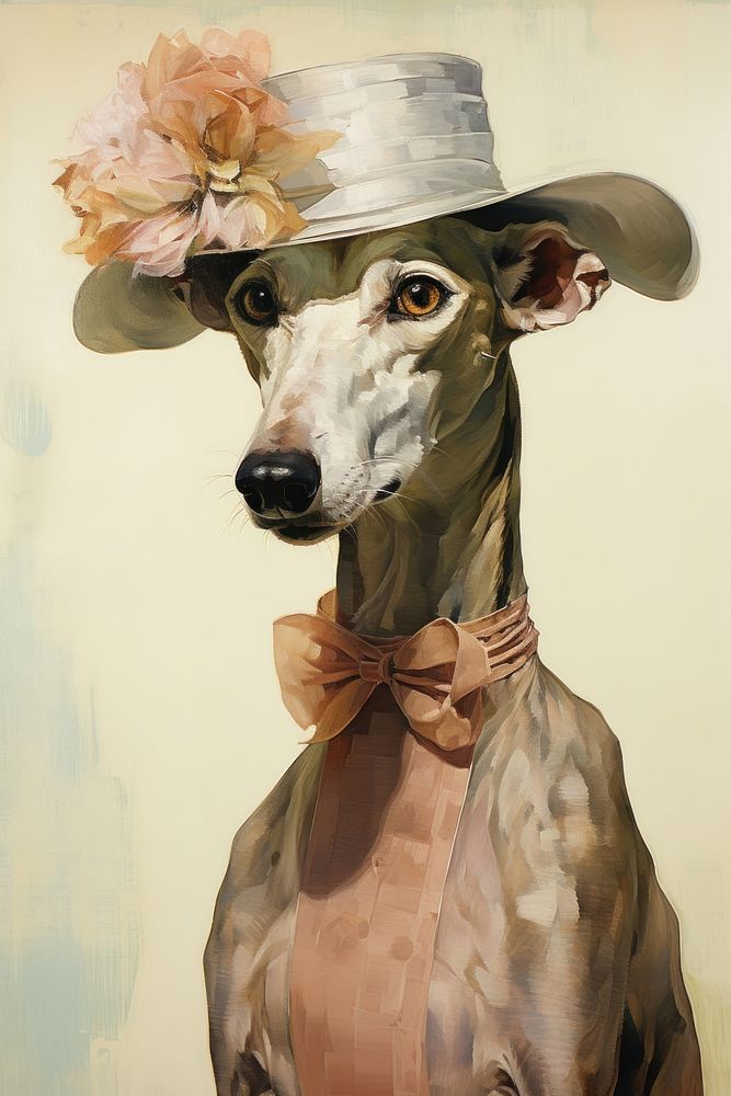 Greyhound painting drawing animal. AI generated Image by rawpixel.