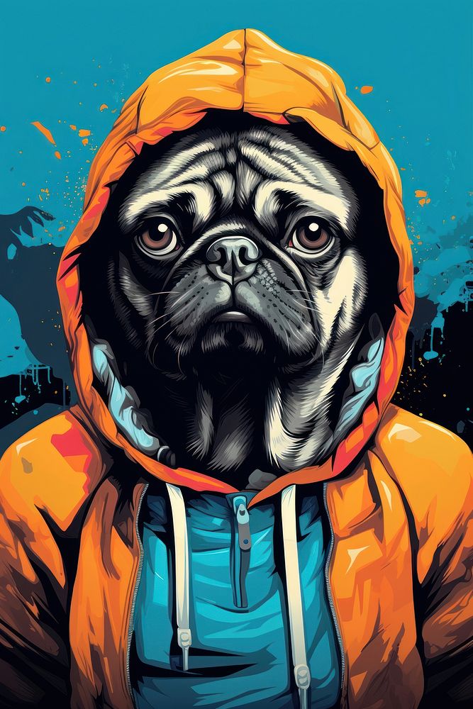 Pug dog sweatshirt portrait. AI generated Image by rawpixel.